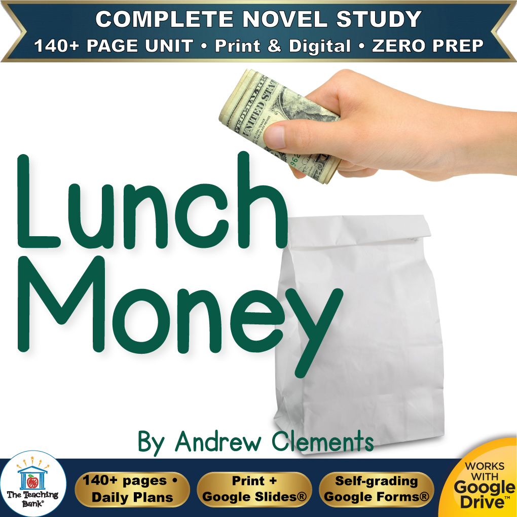 Lunch Money Novel Study | ELA | No Prep | Printable & Digital | Gr. 4-6