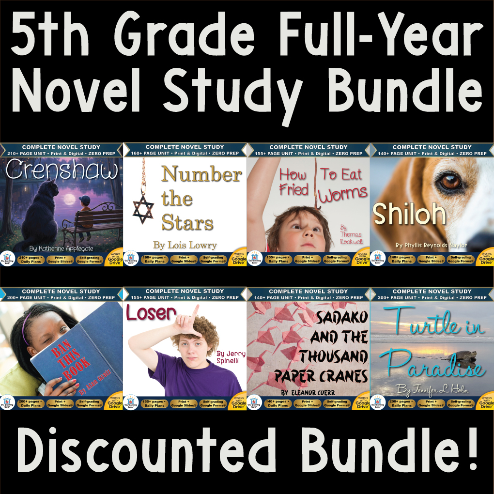 5th Grade Complete Reading Curriculum Bundle | Set 2 (Print + Digital Novel Studies)