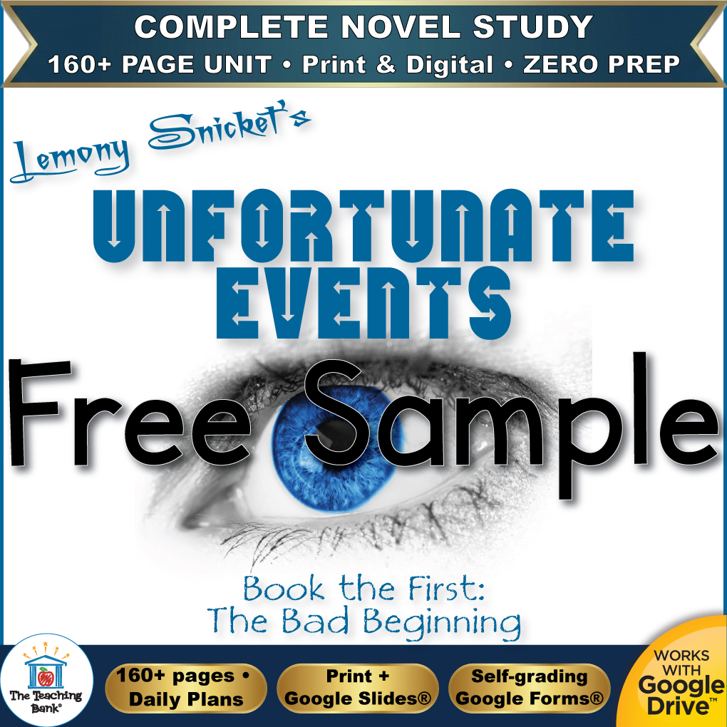 A Series of Unfortunate Events: The Bad Beginning Novel Study – FREE Day 1 Sample