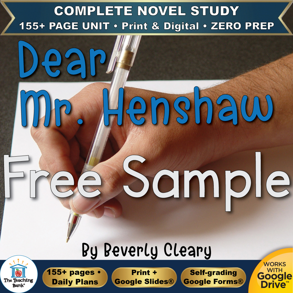 Dear Mr. Henshaw Novel Study – FREE Day 1 Sample